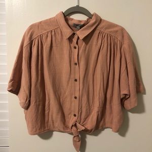 Pink short sleeve button up